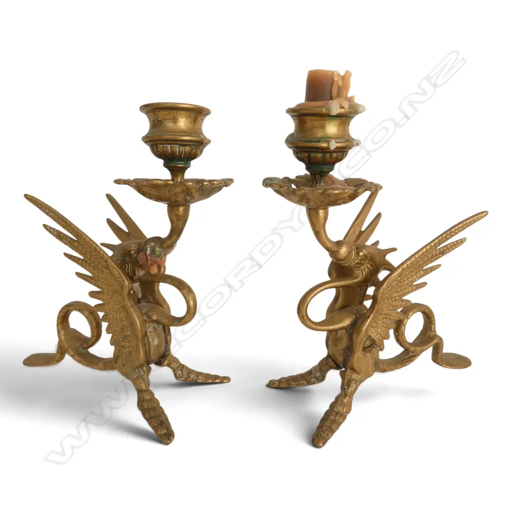 PR BRASS DRAGON CANDLESTICKS H.185mm Image 1++