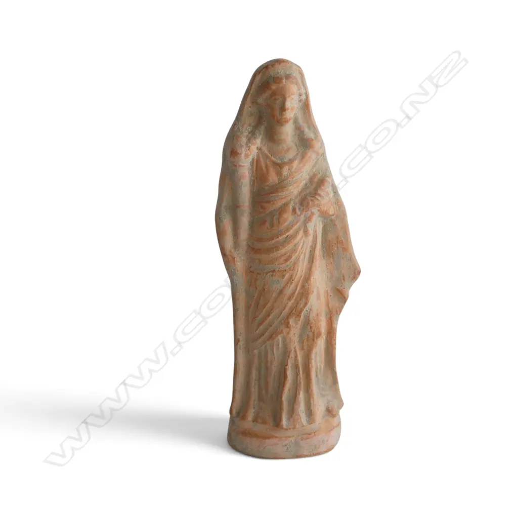 TERRACOTTA GODDESS DIANA w. CARD 'CENTURIPAE SICILY 3/4th Century B.C.' EX ANTIQUARIUS AUCKLAND H.175mm Image 1++