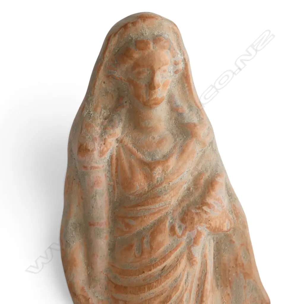 TERRACOTTA GODDESS DIANA w. CARD 'CENTURIPAE SICILY 3/4th Century B.C.' EX ANTIQUARIUS AUCKLAND H.175mm Image 1++