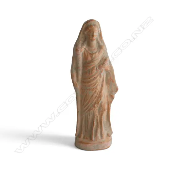 TERRACOTTA GODDESS DIANA w. CARD 'CENTURIPAE SICILY 3/4th Century B.C.' EX ANTIQUARIUS AUCKLAND H.175mm