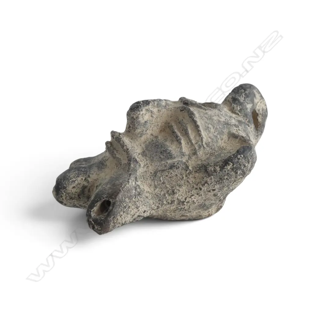 REPUTEDLY PRE 16thC ROMAN CERAMIC OIL LAMP, H.100x60mm Image 1++