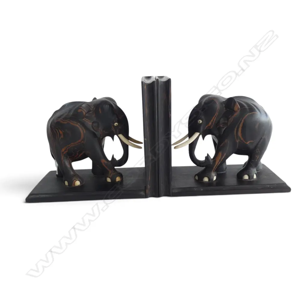 PR WOODEN ELEPHANT BOOK ENDS H.170mm Image 1++