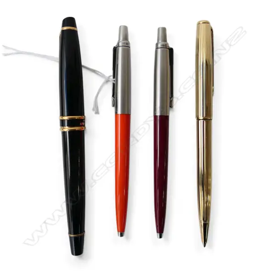 4 PENS; 3 PARKER + WATERMAN FOUNTAIN