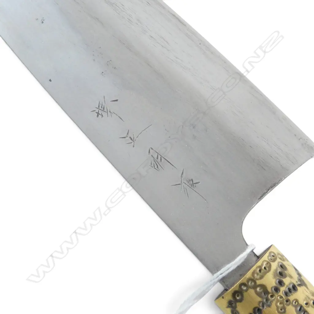 VINTAGE TOP TIER LAMINATED CARBON SAKAI CHEF'S KNIFE, L.300mm, made by Masaaki -signed Image 1++