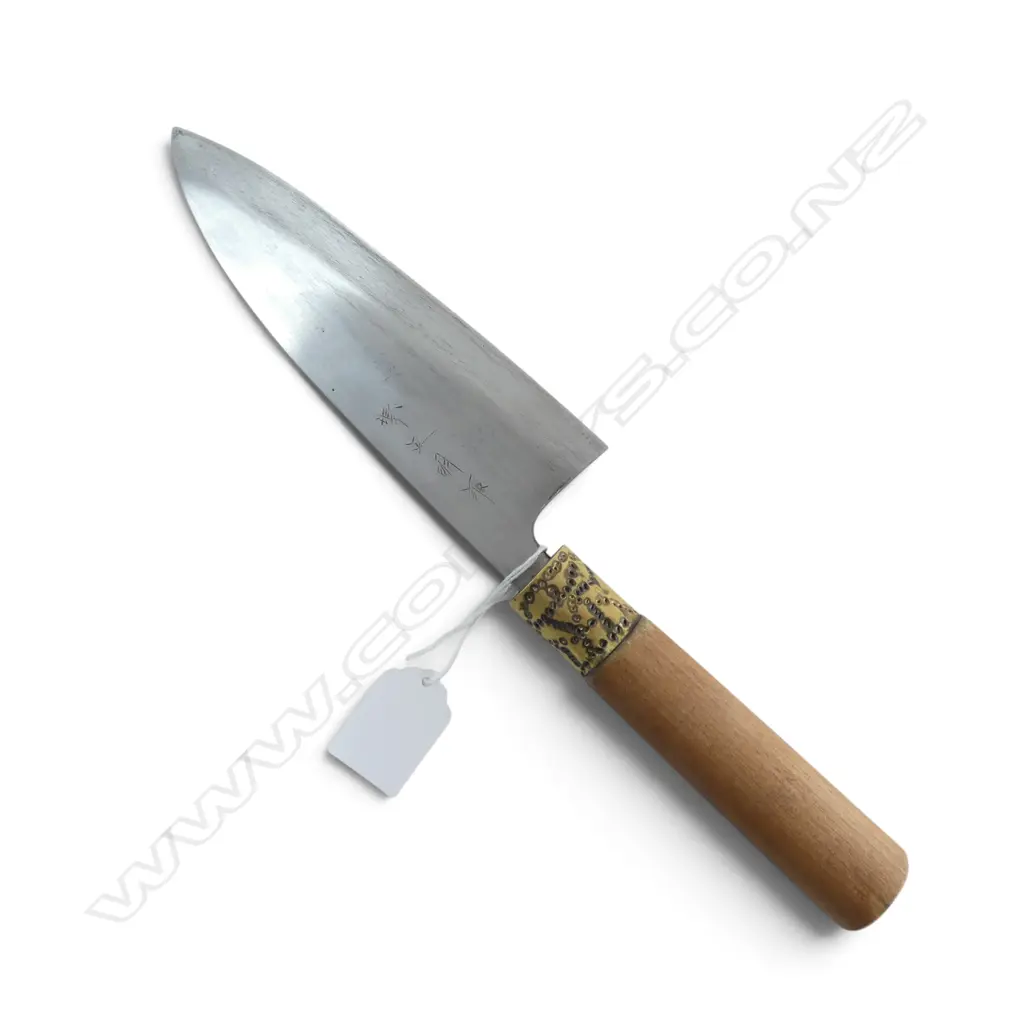 VINTAGE TOP TIER LAMINATED CARBON SAKAI CHEF'S KNIFE, L.300mm, made by Masaaki -signed Image 1++