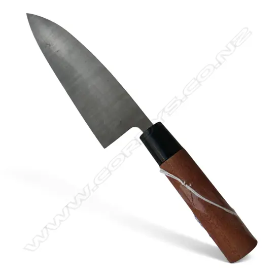 JAPANESE DIMPLE BLADE CHEF'S KNIFE, signed, L.280mm