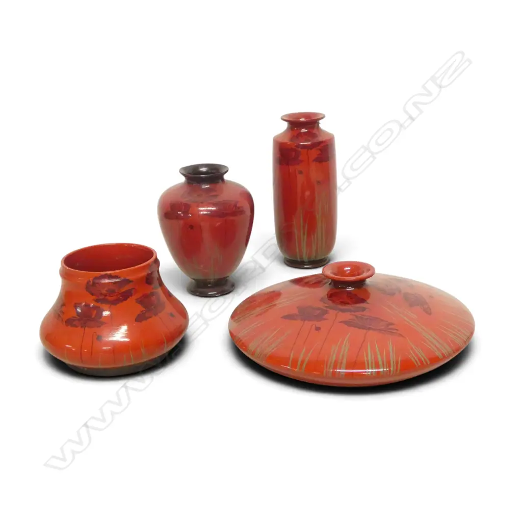 4 SHELLEY CHINA VASES FLAMBOYANT PAT H190MM TALLEST Image 1++