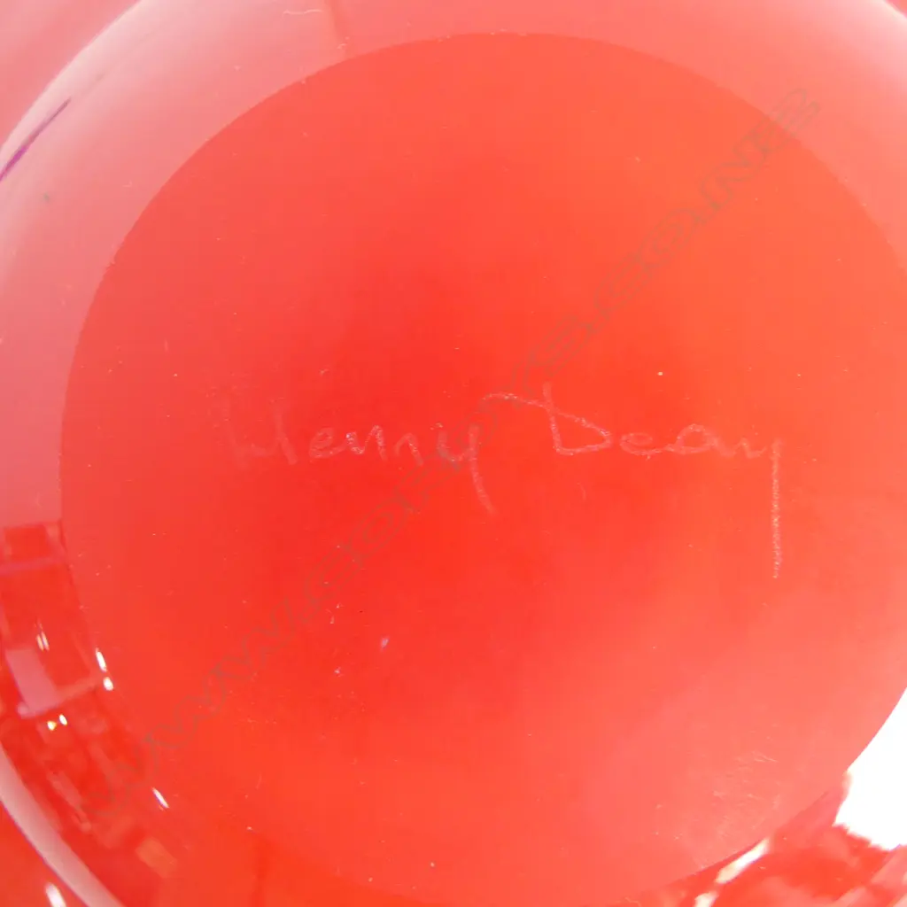 HENRY DEAN BELGIAN ART GLASS CENTREPIECE BOWL SIGNED, D.320MM H.80MM Image 1++