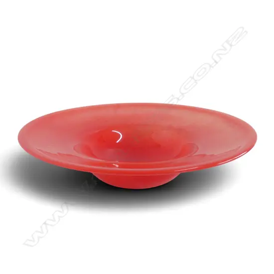 HENRY DEAN BELGIAN ART GLASS CENTREPIECE BOWL SIGNED, D.320MM H.80MM