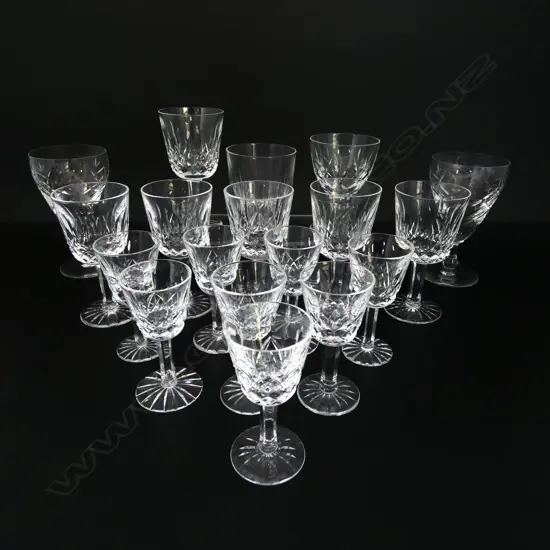 14 WATERFORD CUT CRYSTAL GLASSES + 4 EDINBURGH GLASSES H.120mm