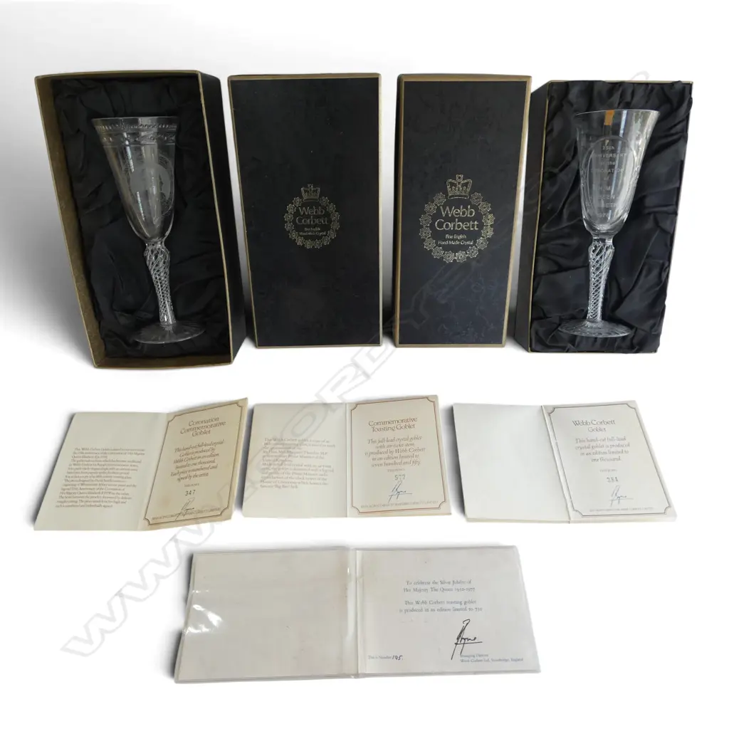 4 WEBB CORBETT LTD ED. CELEBRATION GOBLETS H.220mm, BOXED w. CERTIFICATES Image 1++