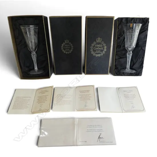 4 WEBB CORBETT LTD ED. CELEBRATION GOBLETS H.220mm, BOXED w. CERTIFICATES