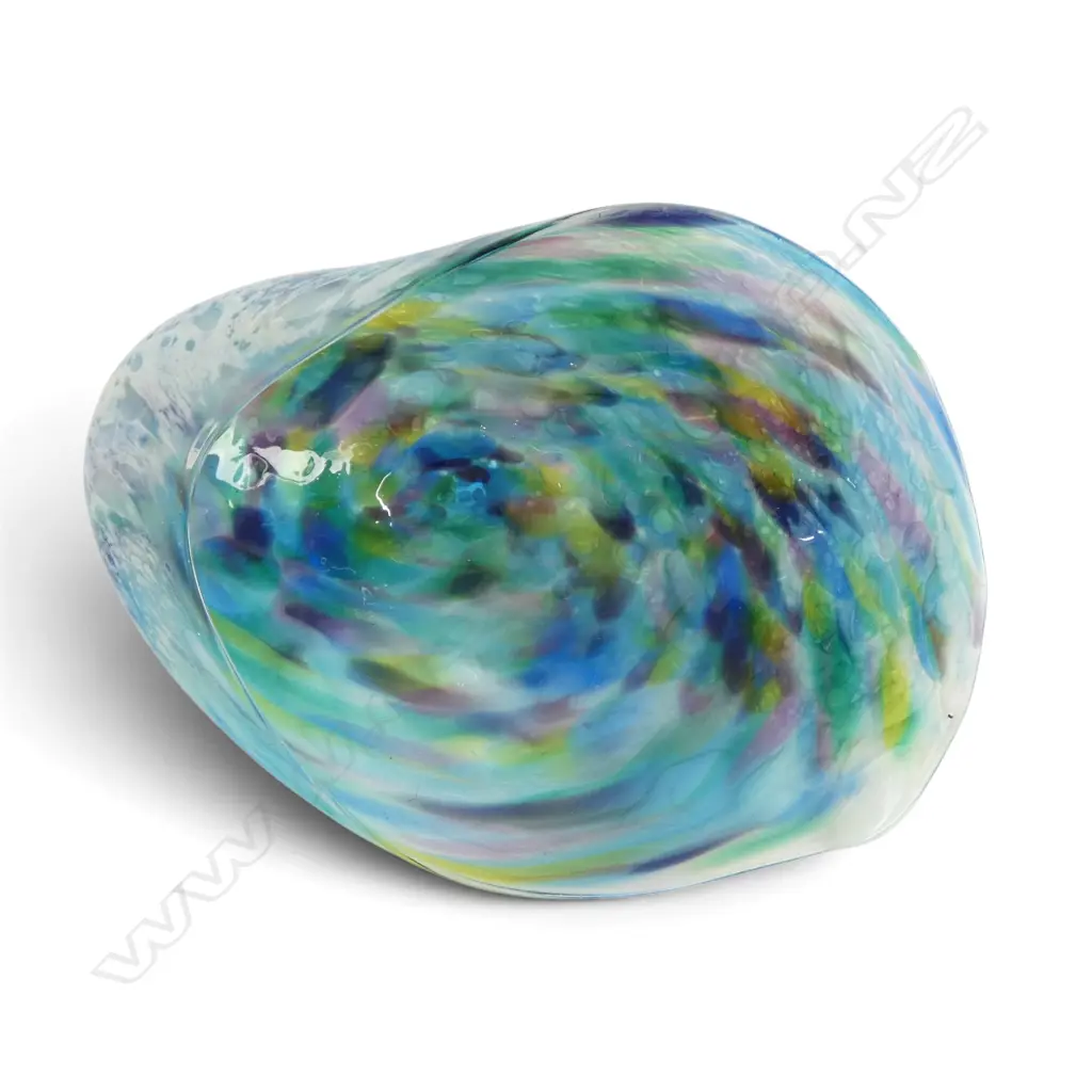 ANTHONY GENET ART GLASS PAUA SHELL, SIGNED W.210mm EX POI ROOM Image 1++