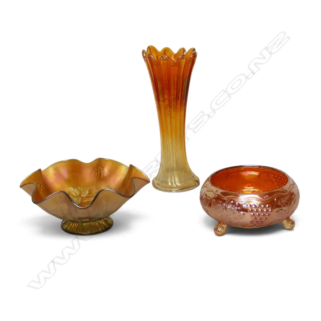3 PCES OF CARNIVAL GLASS H.250mm Image 1++