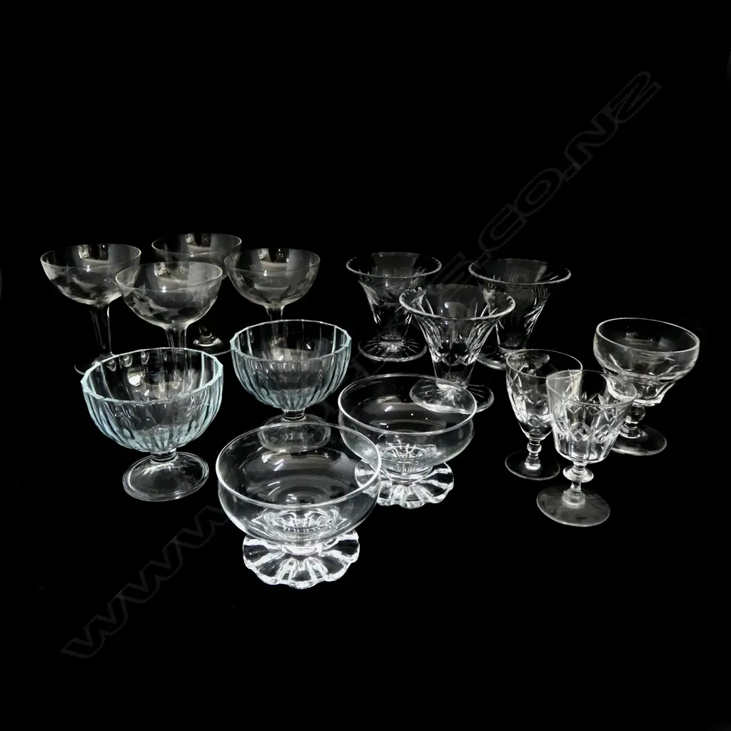 COLLECTION OF ASST. GLASSES including four hollow stem H.125mm Image 1++
