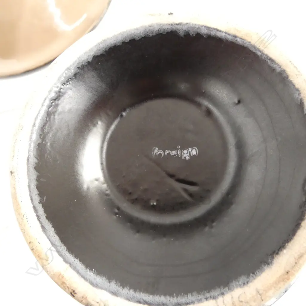 3 MID CENTURY CERAMICS; DANISH BOWL, FRENCH BOWL & GERMAN VASE & 2 DANISH CANDLESTICKS Image 1++