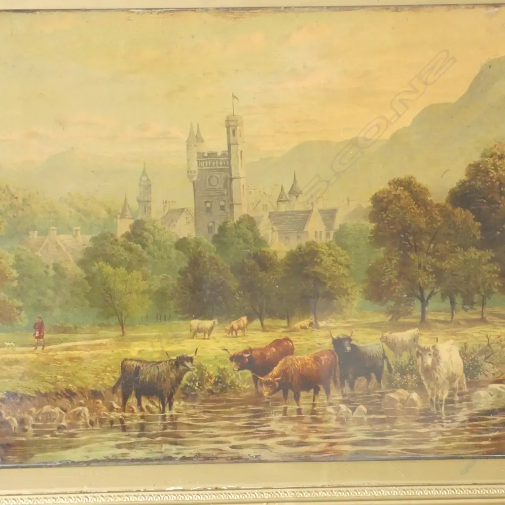 ANTIQUE PRINT, SCOTTISH LANDSCAPE 420x620mm Image 1++