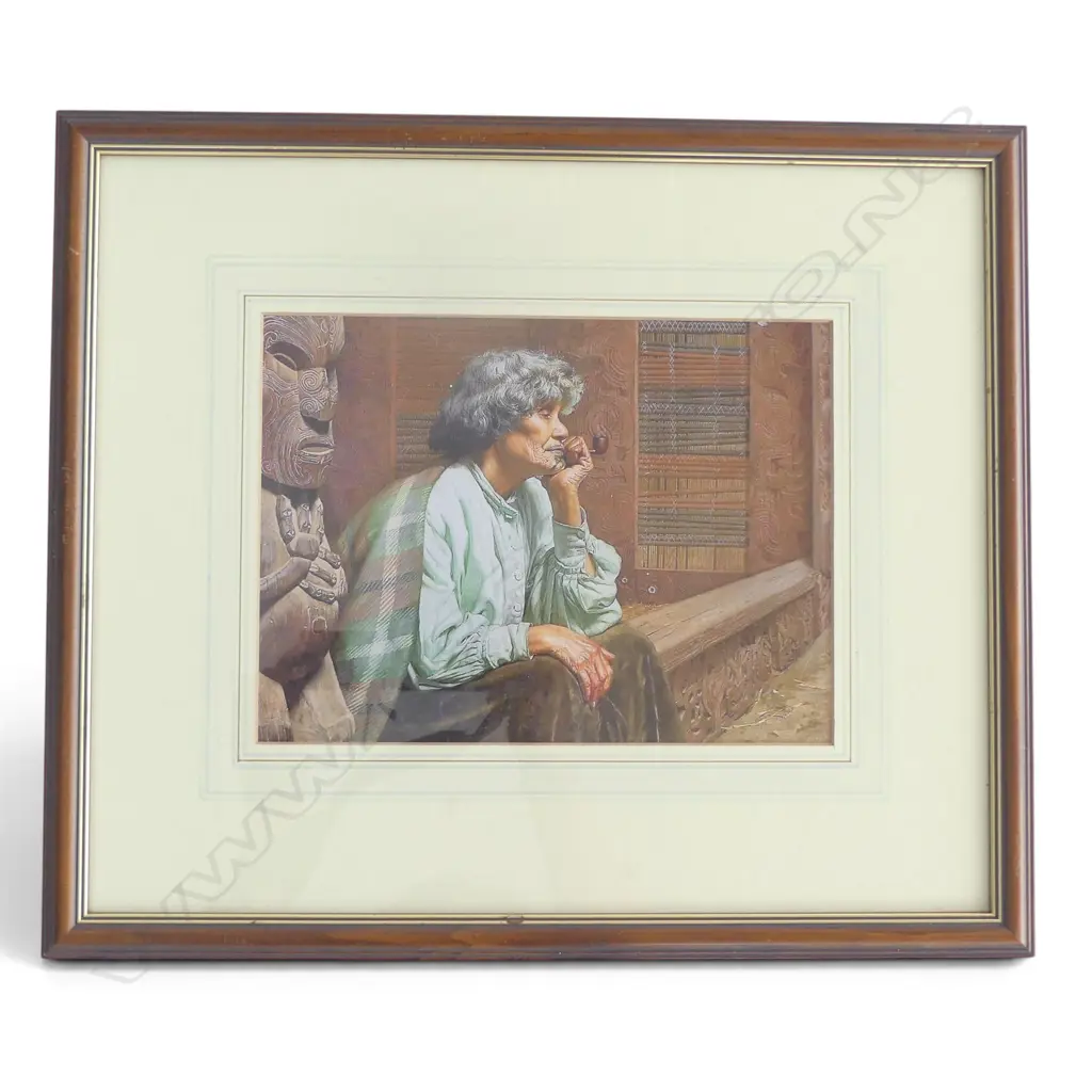 FRAMED PRINT OF A MAORI LADY, 360 X 430MM Image 1++