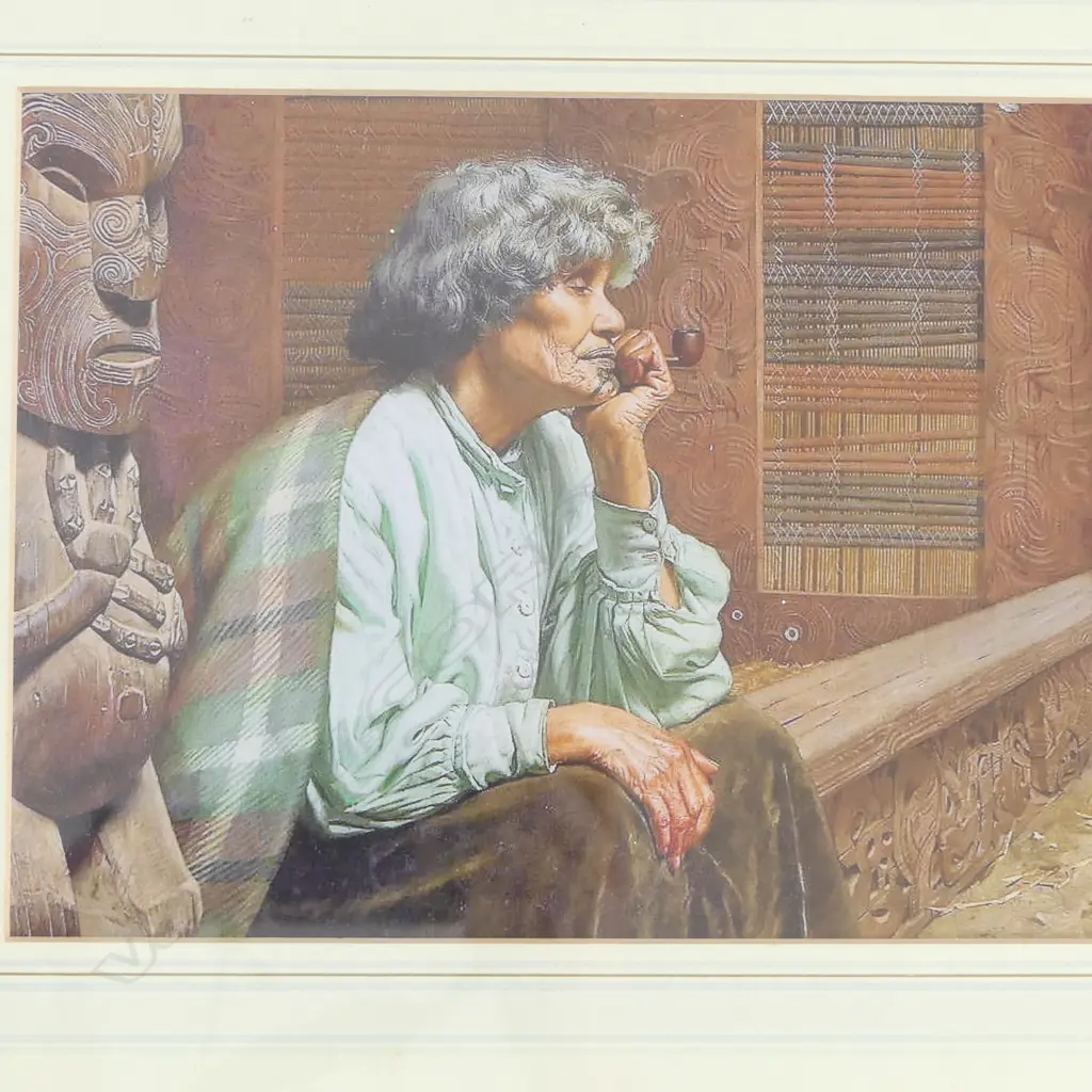 FRAMED PRINT OF A MAORI LADY, 360 X 430MM Image 1++