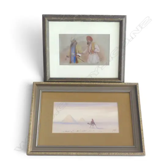R J COWEN 'KABUL' 1897', W/C, 120 X 190mm & JACOPE 'EGYPTIAN DESERT' WATERCOLOUR, 125 X 245mm