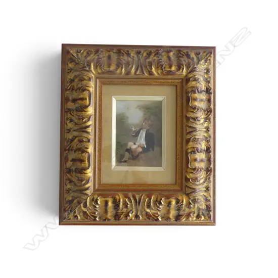 ANTIQUE HAND FINISHED PRINT, BOY BLOWING BUBBLES 135x95mm