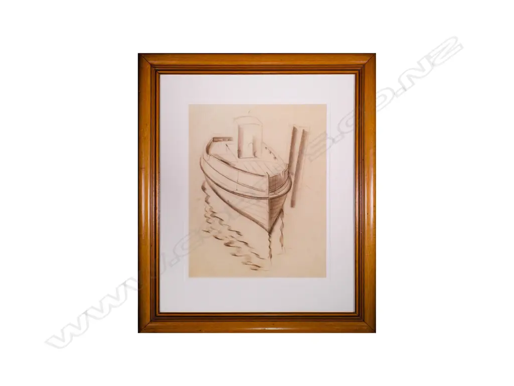 John Weeks (1886-1965). Art Deco Boat Study - Conté. c.1930s Image 1++
