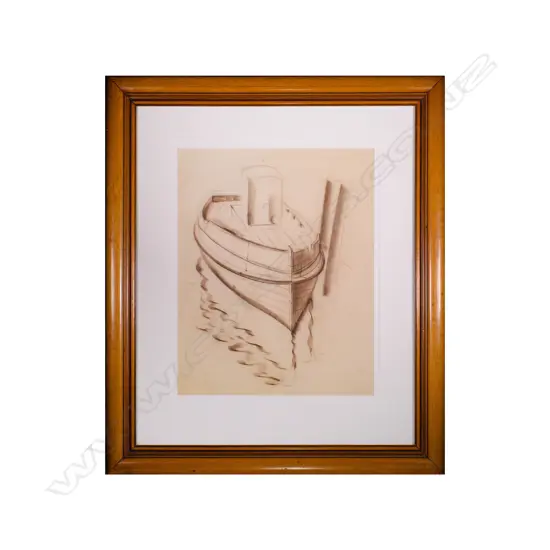 John Weeks (1886-1965). Art Deco Boat Study - Conté. c.1930s