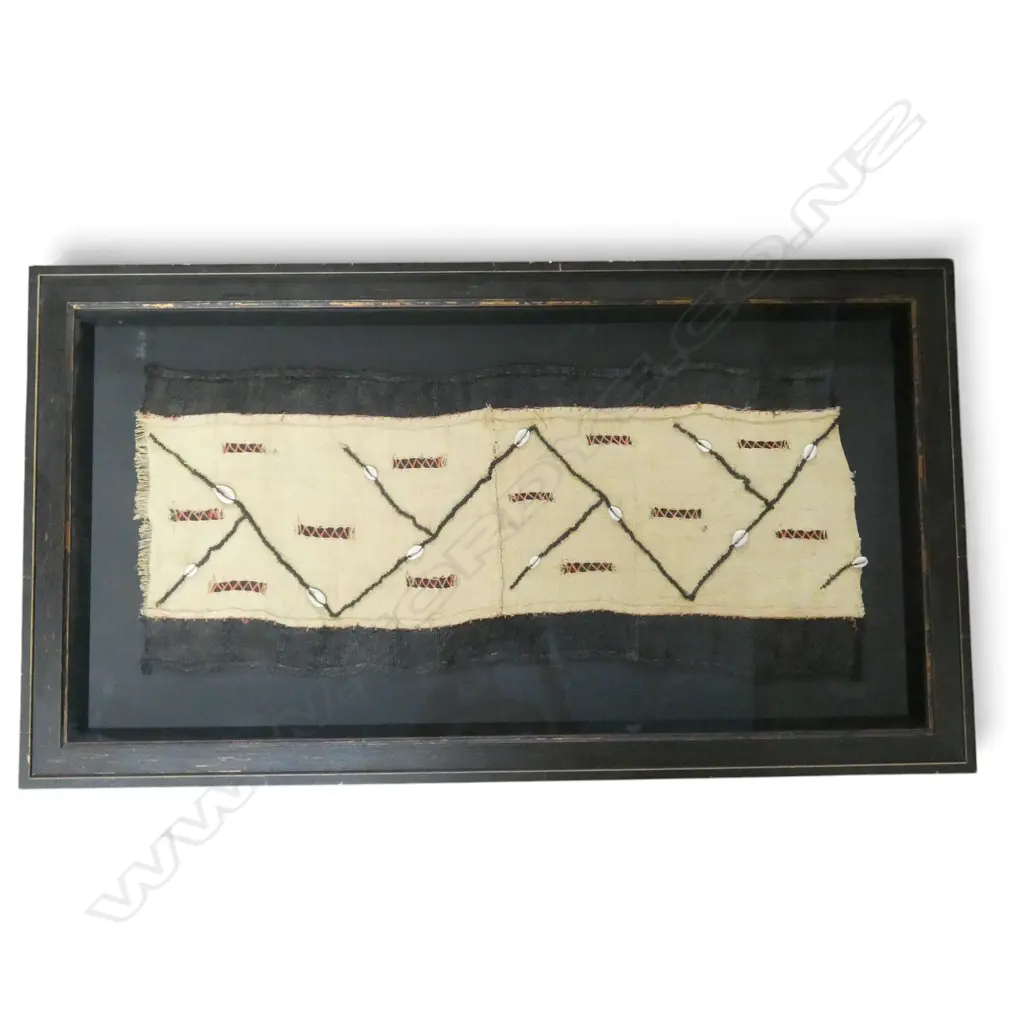 FRAMED AFRICAN KUBA CLOTH 310x700mm approx. Image 1++