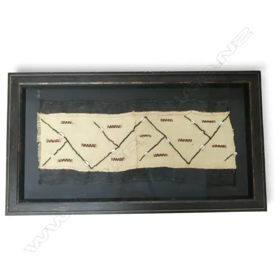 FRAMED AFRICAN KUBA CLOTH 310x700mm approx.