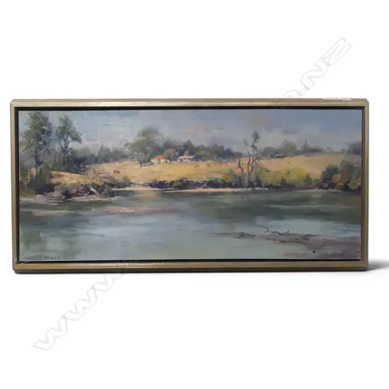KASEY SEALY, 'KARAKA ESTUARY', OIL ON CANVASBOARD, SIGNED, 245 x 555MM