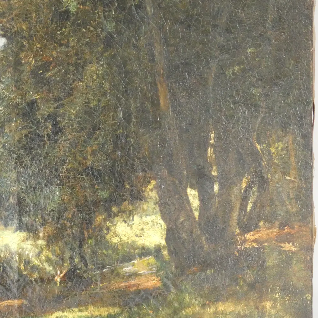 LATE 19thC OIL ON CANVAS, ARTIST UNKNOWN - DONKEYS, 400x520mm + OTHER LANDSCAPE OIL faults Image 1++
