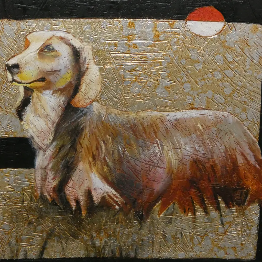 FRANCO ANSEMLI, DOG STUDY, MIXED MEDIA ON BOARD, SIGNED, 380 X 500MM Image 1++