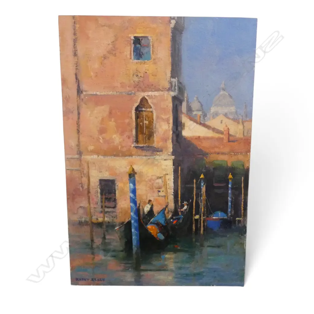 KASEY SEALY, 'VENETIAN COLOUR - TWO POLES', OIL ON CANVASBOARD, SIGNED, 455 X 305mm (unframed) Image 1++