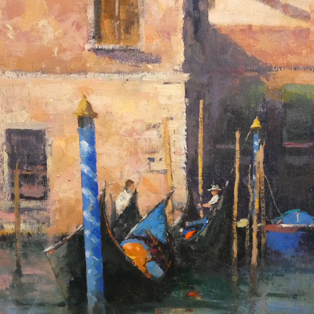 KASEY SEALY, 'VENETIAN COLOUR - TWO POLES', OIL ON CANVASBOARD, SIGNED, 455 X 305mm (unframed) Image 1++