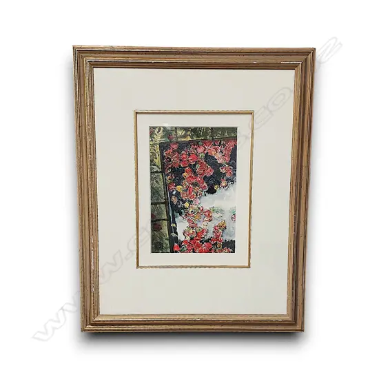 FRAMED FLORAL PRINT BY JOHN BUCKLEY 300h X 210 MM