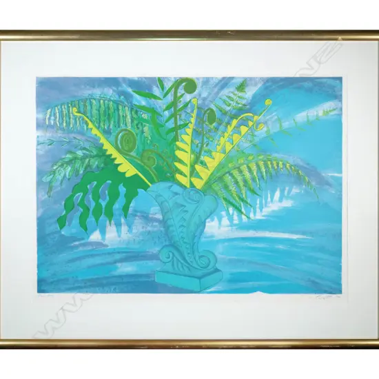 Rodney Fumpston (b. 1947). Fern Vase - Lithograph 11/43 c. 1992. Large Work