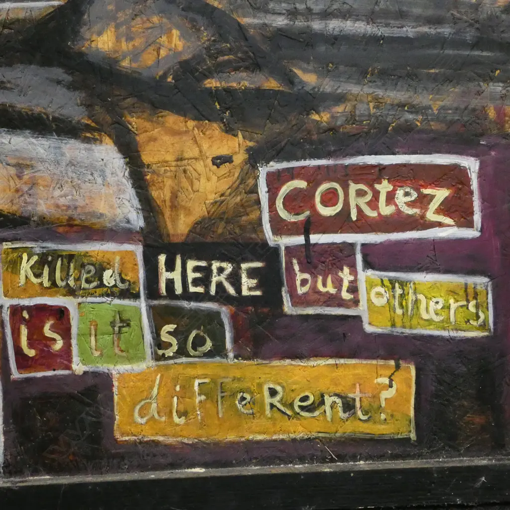 ARTIST UNKNOWN ACRYLIC ON BOARD KAIWHARE 740 X 720 MM SIGNED ON VERSO HOGAN 07 Image 1++