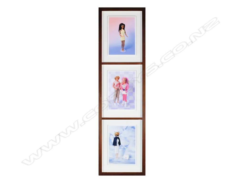 YVONNE TODD - FRAMED BARBIE POSTCARDS (WELLINGTON MUSEUM) 2023 - 890 x 250mm O/A Image 1++
