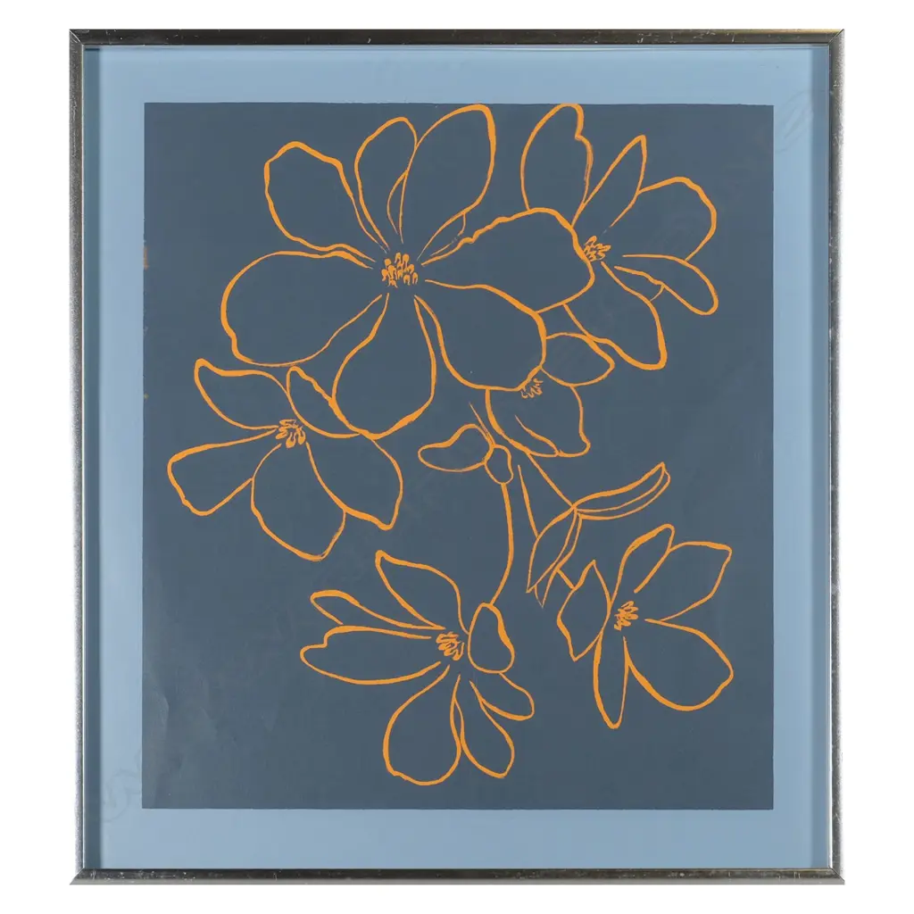 JOAN TAYLOR - STUDY IN ORANGE AND BLUE. SCREENPRINT. 1982. UNSIGNED. 375 x 340mm Image 1++