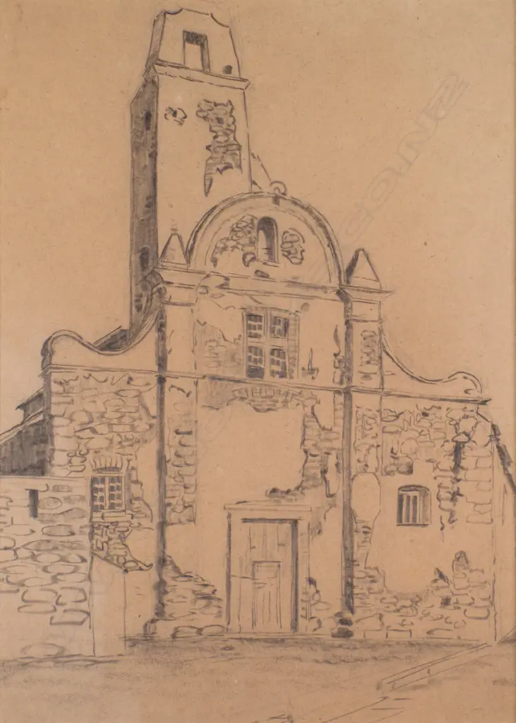 John Weeks (1886-1965) - European Church Scene - graphite c. 1920 Image 1++
