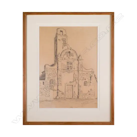 John Weeks (1886-1965) - European Church Scene - graphite c. 1920