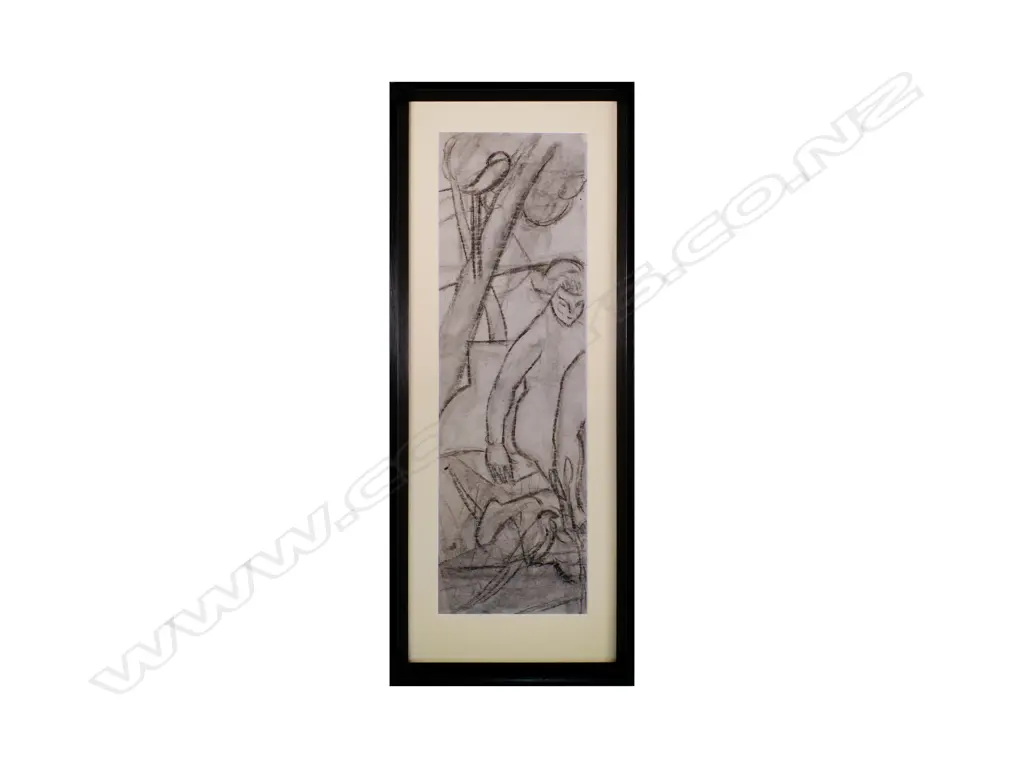 John Weeks (1886-1965) - Kneeling Figure & Birds - charcoal - c. 1930s Image 1++
