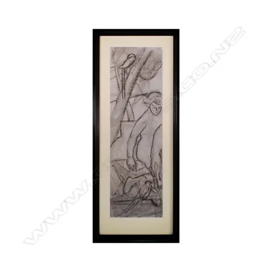 John Weeks (1886-1965) - Kneeling Figure & Birds - charcoal - c. 1930s
