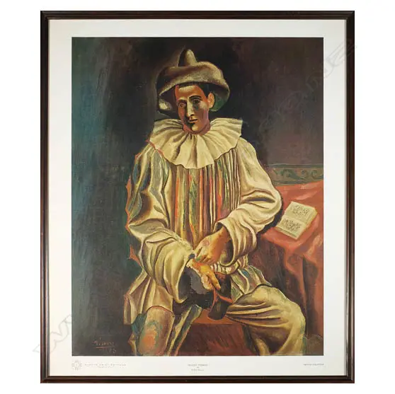 VINTAGE PICASSO 'SEATED PEIRROT' PRINT 610 X 480MM Image 1++