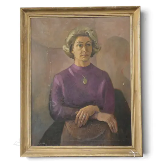 CHARLES ROSE,PORTRAIT OF A WOMAN,OIL ON CANVAS, SIGNED AND DATED 1970,800 X 620MM (HOLES AND SCRATCH ON CANVAS)
