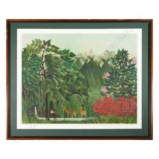 VINTAGE HENRI ROUSSEAU WATERFALL PRINT 410 X 515MM Image 1++