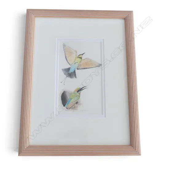 KARENA WYNN-MOYLAN, RANIBOW BEE EATERS, WATERCOLOUR, SIGNED & DATED VERSO 1989, 280x160mm