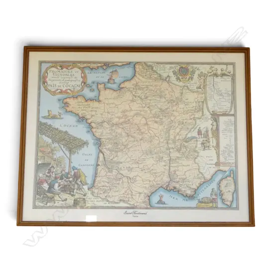 FRAMED MAP OF FRANCE 400x510mm