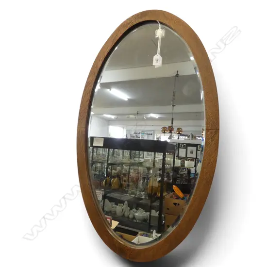 OVAL OAK BEVEL EDGED MIRROR 780x470mm
