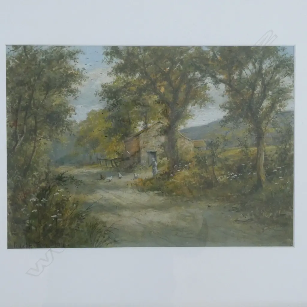 SIGNATURE INDISTINCT, COUNTRY SCENE, SIGNED & DATED 1914, OIL ON CANVAS, 240x335mm Image 1++